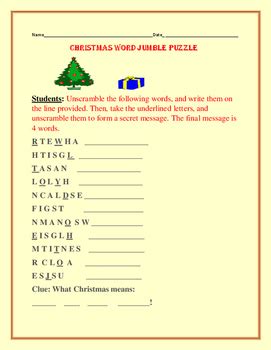 christmas word jumble puzzle  house  knowledge  kindness