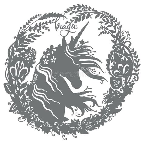 papercut  cricut unicorn template vector illustration  stock vector