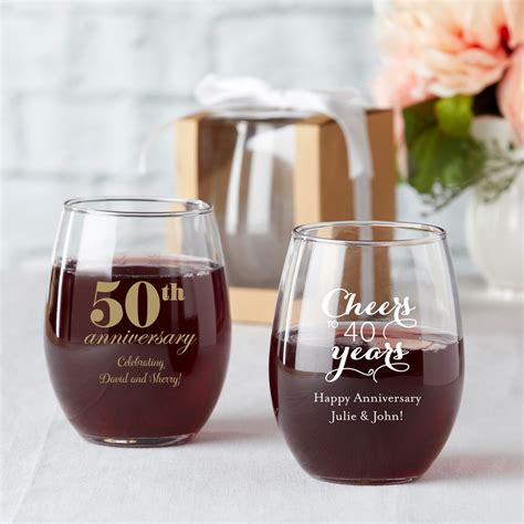 personalized stemless wine glasses  oz  wedding favors