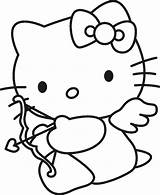 Printable Coloring Kitty Hello Pages Cupid sketch template