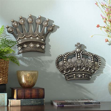 hisher crown silver jeweled wall plaque set   crown wall decor crown decor wall plaques