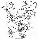 Female Clown Cartoon Vector Outline Coloring Horn Ron Leishman Royalty sketch template