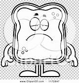 Toast Jam Mascot Depressed Outlined Coloring Clipart Cartoon Vector Sick Cory Thoman sketch template