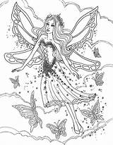 Coloring Fairy Pages Elf Colouring Adult Fairies Printable Fantasy Wings Butterfly Detailed Faries Color Mythical Advanced Kleurplaat Stress Anti Fae sketch template