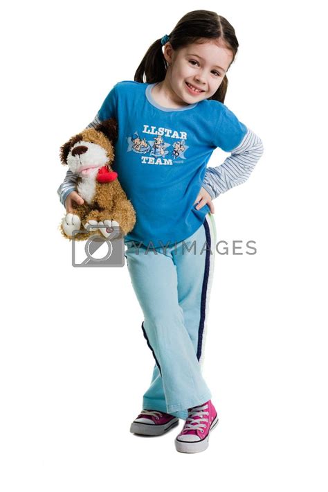 young female child holding stuffed animal  leloft vectors