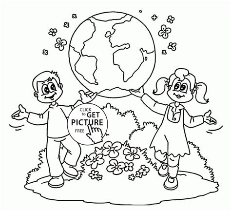 kids showing earth earth day coloring page  kids coloring pages