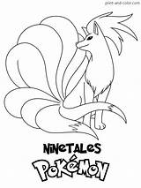 Ninetales Colouring Might Pokémon sketch template