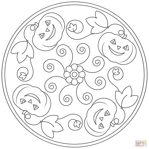 halloween mandala coloring page  printable coloring pages