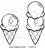 Ice Cream Waffle Cartoon Cones Clipart Coloring Vector Cory Thoman Outlined Royalty Getcolorings Pages Illustration Vanilla Strawberry Dough Cookie Collage sketch template