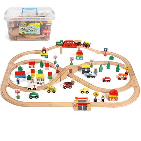 track usa wooden train set  piece    wooden toy train