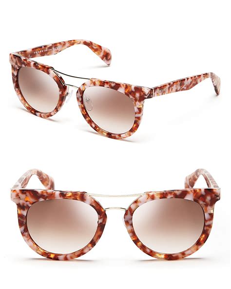 lyst prada rounded cat eye sunglasses in pink