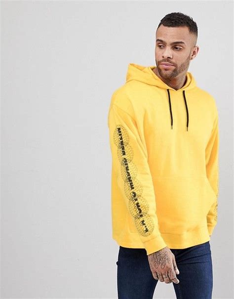 oversize hoodie oversized asos quarter zip fashion  hoodies sweatshirts yellow