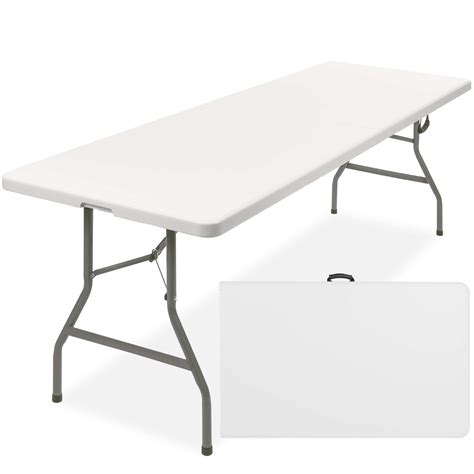 buy  choice products ft plastic folding table indoor outdoor heavy duty portable whandle