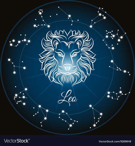 zodiac sign leo  circle constellations vector illustration