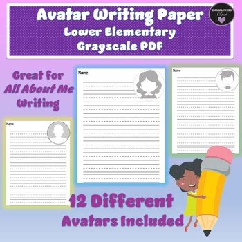 customizable avatar writing paper   elementary  emarflowers