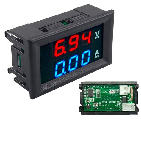 mini digital voltmeter ammeter dc   voltmeter current meter tester bluered dual led