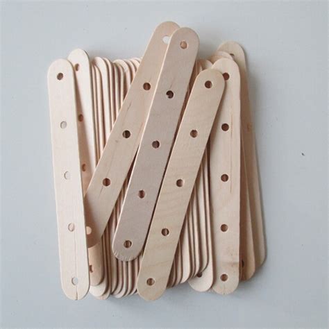 Natural And Color Diy 50packed Popsicle Sticks With Drilled Holes