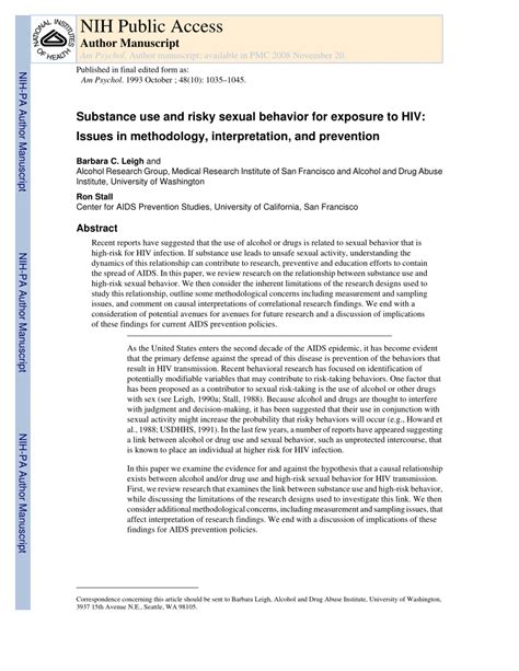 pdf substance use and risky sexual behavior for exposure to hiv