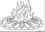 Campfire Drawing Fire Coloring Pages Flames Getdrawings sketch template