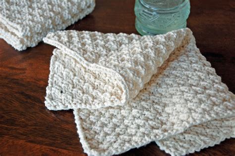 hand knit washcloths  moss stitch nourish  nestle