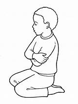 Kneeling Prayer Praying Clipart Child Coloring Boy Lds Pages Drawing Kneel People Printable Young Children Color Cliparts Little Jesus Ground sketch template