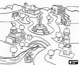 Downtown Coloring Streets Towns Villages Cities Pages Representative Buildings Memorial Most Town Small sketch template