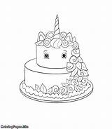 Unicorn Coloring Cake Pages Kids Color Print Birthday Cute Rainbow Online Drawing Cupcake Drawings Coloringpages Site sketch template