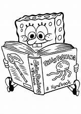 Spongebob Coloring Pages Book Reading Printable Squarepants Print Color Kids Tags Gif Coloringkids sketch template