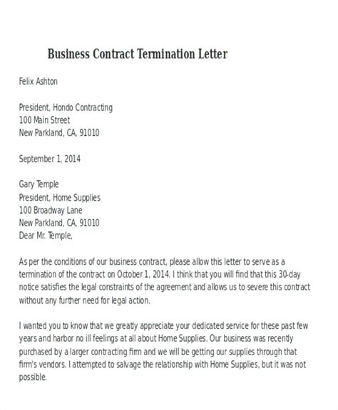 contract termination letter  examples format  examples