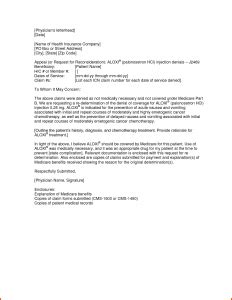insurance appeal letter template business