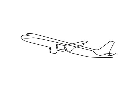 single  drawing commercial airplane takeoff  climb takeoff