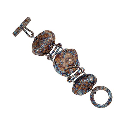 titanium wide bracelet welded art iridescent bracelet blue etsy
