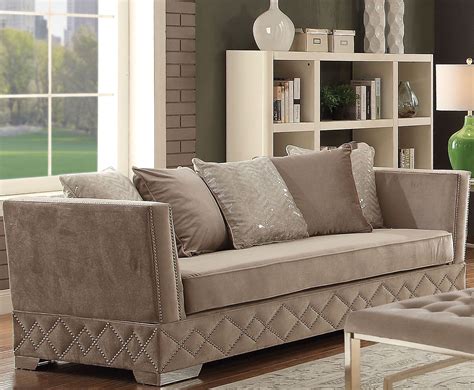 acme tamara beige velvet sofa tamara collection  reviews stopbedroomscom
