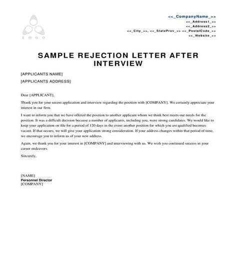 view  sample letter  rejected applicants
