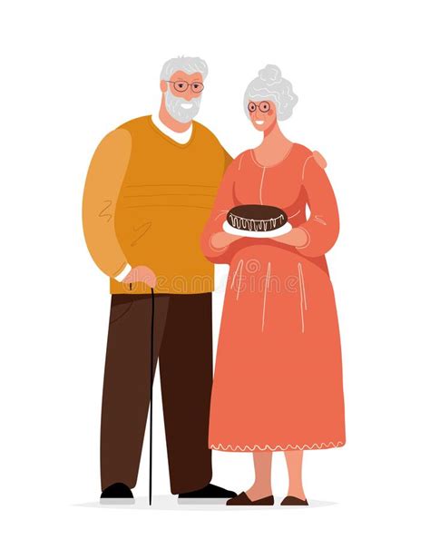cute elderly couple grandmother and grandfather stock vector