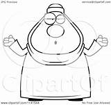 Shrugging Chubby Muslim Clueless Careless Woman Clipart Cartoon Thoman Cory Outlined Coloring Vector 2021 sketch template