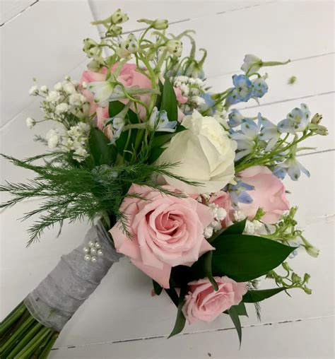 Hand Tied Bridal Bouquet With Standard And Spray Roses In Whites And