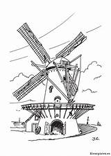 Windmolens Coloring Windmills Windmill Kleurplaat Molens Holland Typisch Kleurplatenenzo Erstellen Kalender sketch template