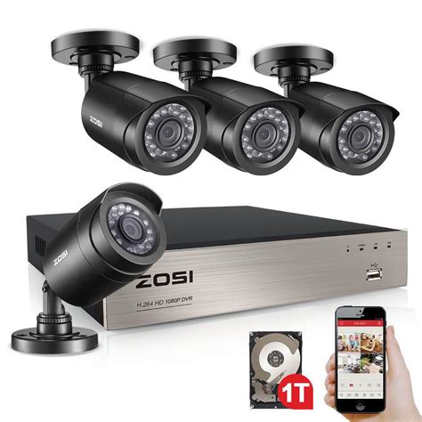 zosi  channel p dvr tb hard drive security camera system   wired cameras fn