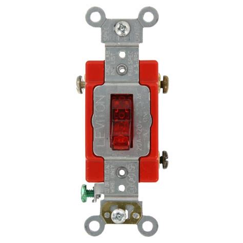 leviton  amp industrial grade heavy duty single pole pilot light toggle switch red  plr