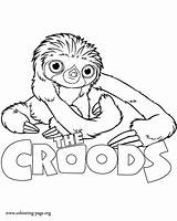 Croods Coloring Pages Belt Sloth Drawing Colouring Dinokids Color Guy Drawings Movie Printable Awesome Character Print Cartoon Adult Kids Sheets sketch template