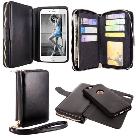 iphone   case cellularvilla zipper wallet premium flip pu leather wallet case card