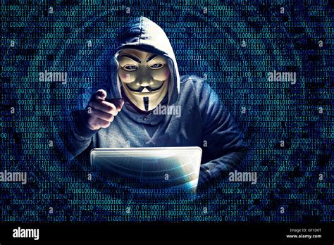 portrait  hacker  mask  binary code background stock photo alamy
