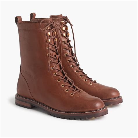 jcrew leather lace  boots  brown lyst