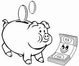 Coloring Bank Piggy Money Pages Kids Saving Paper Teach sketch template