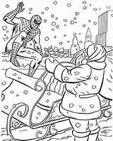 Spiderman Coloring Pages Christmas Spider Man Printable Kids Superhero Amazing Color Santa Coloriage Colouring Clipart Marvel Octopus Head Un Noel sketch template