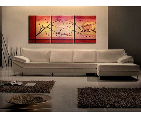 Cherry Blossom Painting Branch And Moon On Gold And Red