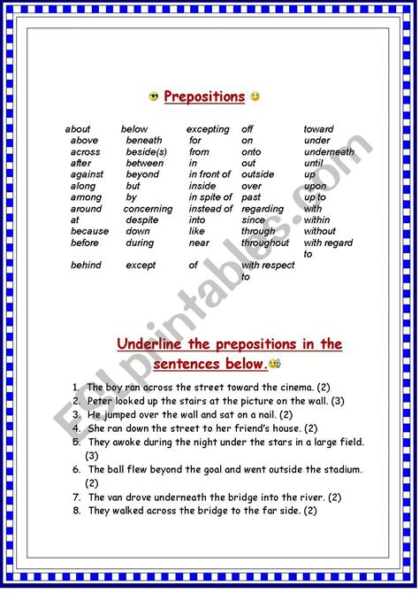 prepositions  direction esl worksheet  crunchie