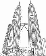 Petronas Twin Coloring Towers Printable Pages A4 Description sketch template