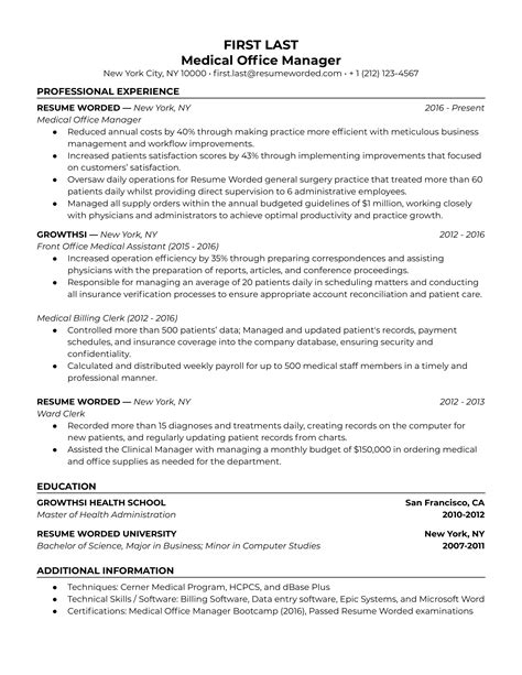office manager resume examples   resume worded
